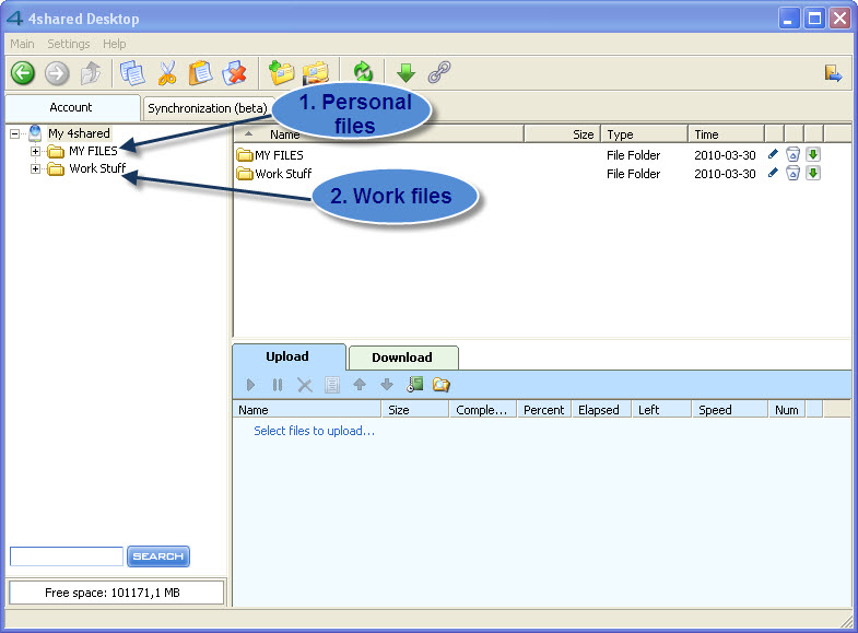 work & personal files in separate folders